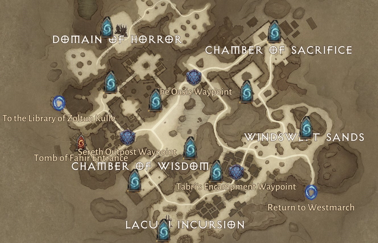 Diablo Immortal Hidden Lair locations including Ashwold Cemetery, Dark